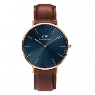 1 - Orologio uomo Daniel Wellington Classic St Mawes DW00100626 fondo blu pelle marrone