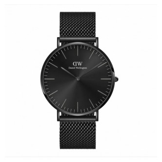 1 - Daniel Wellington Classic Black DW00100632 steel black background man watch