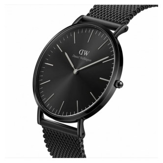 1 - Daniel Wellington Classic Black DW00100632 steel black background man watch