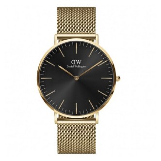 1 - Orologio uomo Daniel Wellington Classic Mesh dorato DW00100633 acciaio fondo nero