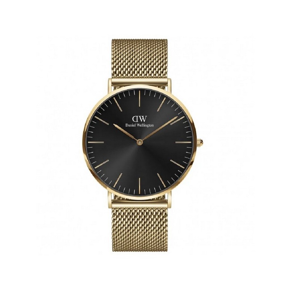 1 - Orologio uomo Daniel Wellington Classic Mesh dorato DW00100633 acciaio fondo nero