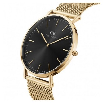 1 - Orologio uomo Daniel Wellington Classic Mesh dorato DW00100633 acciaio fondo nero