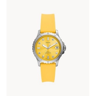 1 - Fossil FB-01 yellow ES5289 woman watch steel only time silicone strap