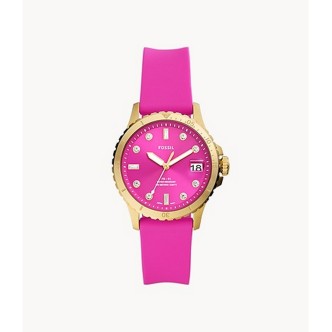 1 - Fossil FB-01 pink ES5290 women's watch steel only time silicone strap