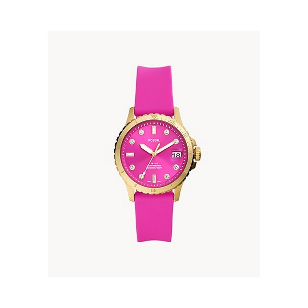 1 - Orologio donna Fossil FB-01 rosa ES5290 acciaio solo tempo cinturino silicone