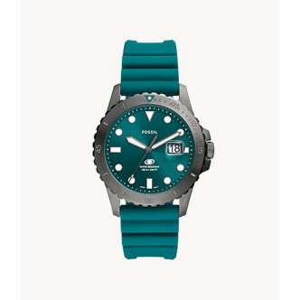 1 - Fossil Blue green FS5995 man watch steel only time silicone strap