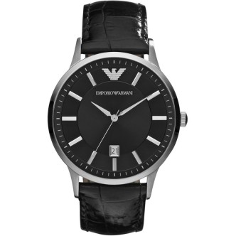 1 - Orologio Emporio Armani acciaio solo tempo uomo analogico cinturino in pelle AR2411