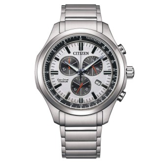 1 - Citizen Chrono Super Titanium AT2530-85A steel silver background man watch