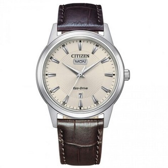 1 - Citizen Classic AW0100-19A men's watch steel leather strap