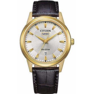 1 - Citizen Classic men's watch gold color AW0102-13A steel leather strap