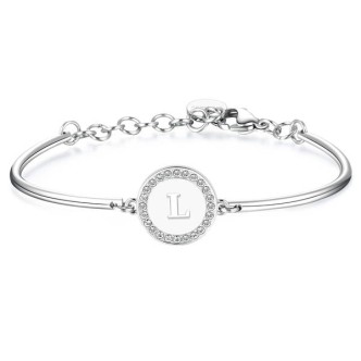 1 - Bracciale Brosway Chakra BHK135 in acciaio e cristalli Swarovski iniziali lettera L