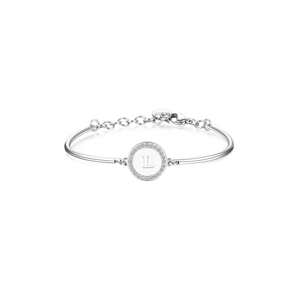 1 - Bracciale Brosway Chakra BHK135 in acciaio e cristalli Swarovski iniziali lettera L