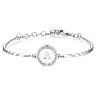 1 - Bracciale Brosway Chakra BHK124 in acciaio e cristalli Swarovski iniziali lettera A