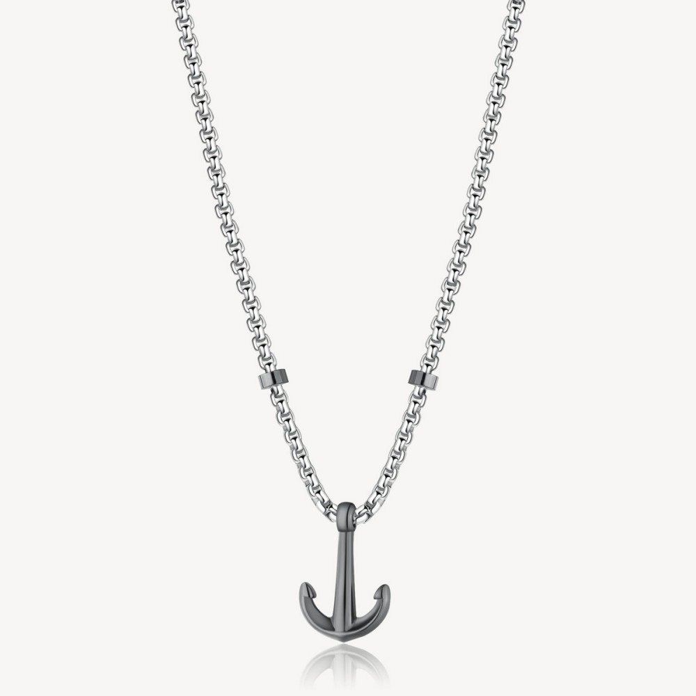 1 - Brosway Poseidon BPN02 steel anchor necklace for men.