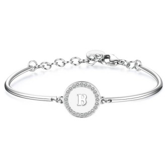 1 - Brosway Chakra BHK125 bracelet in stainless steel and Swarovski crystals initials letter B