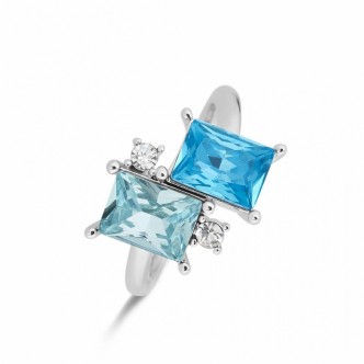 1 - Earrings with blue zircons Stroili 1685982 brass.