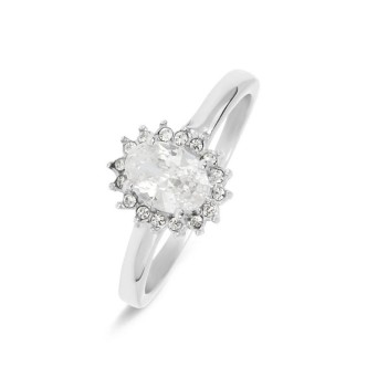 1 - Stroili LADY CHIC steel ring with white zircon for women.