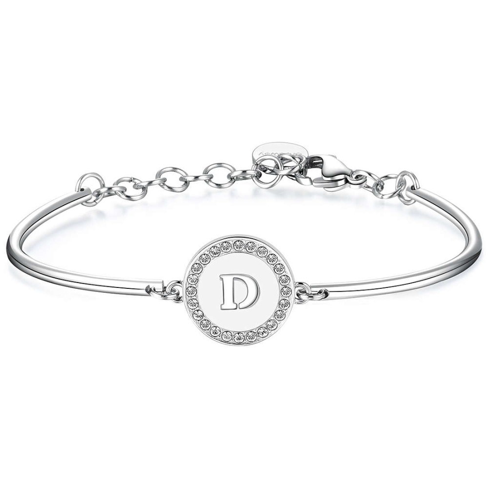 1 - Brosway Chakra BHK127 bracelet in stainless steel and Swarovski crystals initials letter D