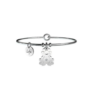 1 - Bracelet Kidult 231601 316L steel pendant with frog and crystals collection Animal Planet