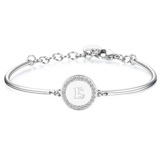 1 - Brosway Chakra BHK128 bracelet in stainless steel and Swarovski crystals initials letter E