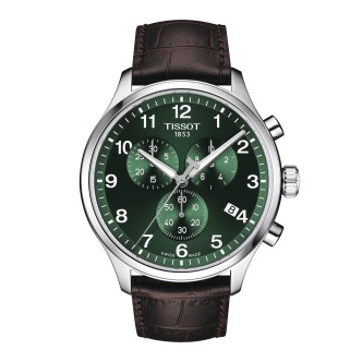 1 - Tissot men's watch Chrono XL chronograph green steel T116.617.16.092.00 leather strap