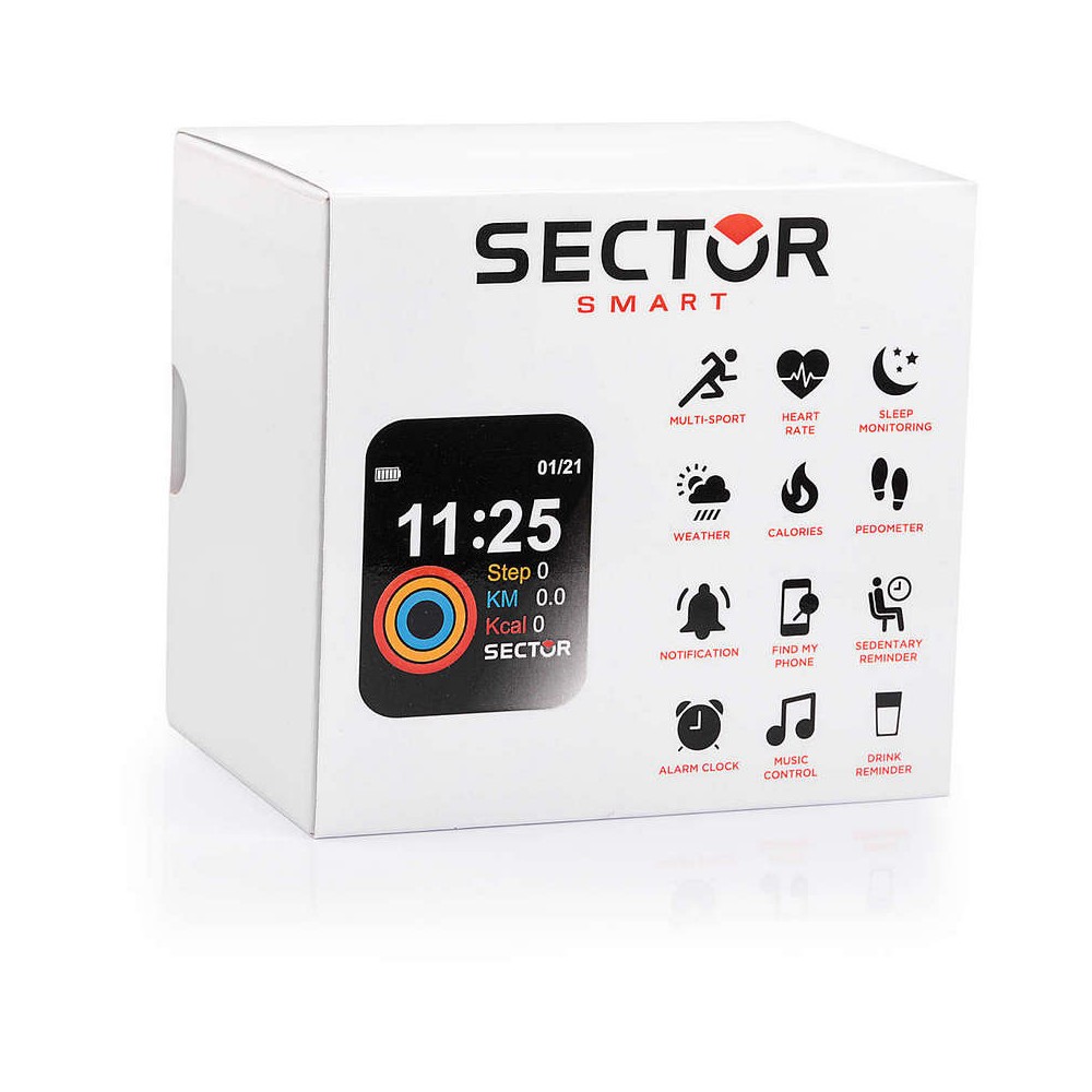 2 - Smartwatch uomo Sector S 03 blu R3251282007 cassa rettangolare silicone