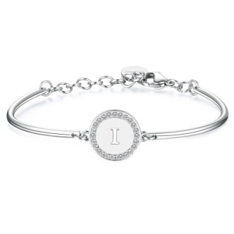 1 - Bracciale Brosway Chakra BHK132 in acciaio e cristalli Swarovski iniziali lettera I