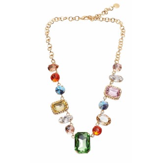 1 - Ottaviani 500687C steel multicolor golden necklace for women.