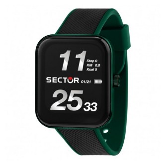 1 - Sector S 03 Pro Light green and black men's smartwatch R3251171001 rectangular silicone case.