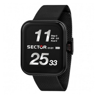 1 - Sector S 03 Pro Light black men's smartwatch R3251171002 rectangular silicone case. ee.