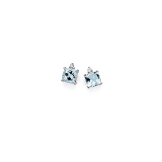 1 - Earrings with Aquamarine and Diamonds square shape DonnaOro DHOA7189.004 White Gold