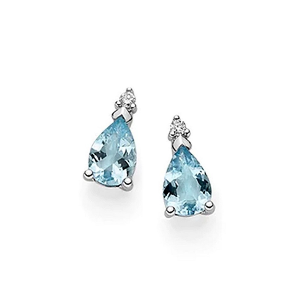 1 - Drop-shaped earrings with Aquamarine and Diamonds DonnaOro DHOA7187.004 White Gold