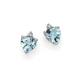 1 - Heart-shaped earrings with Aquamarine and Diamonds DonnaOro DHOA7188.004 White Gold