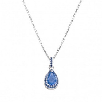 1 - Collana con pendente a goccia blu donna Amen CLCRGBBLBLZ argento