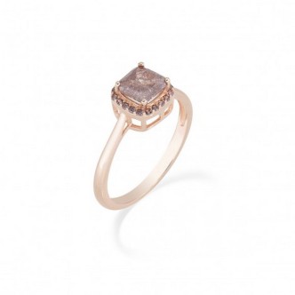 1 - Woman ring with brown zircon Amen RCRQRBRBRZ2 rosé silver.