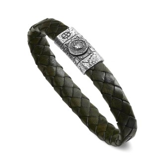 1 - Bracciale pelle verde uomo Ellius Zodiaco CancroR1181/L/RV