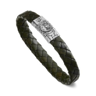 1 - Bracciale pelle verde uomo Ellius Zodiaco Vergine R1183/M/RV