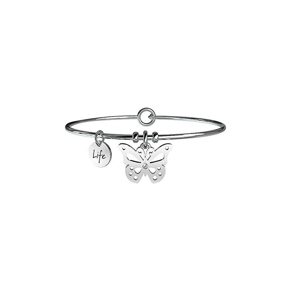 1 - Bracciale Kidult 231591 acciaio 316L ciondolo con farfalla e cristalli collezione Animal Planet