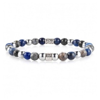 1 - Bracciale uomo Gerba Stone 364 6mm GREY LONDON argento