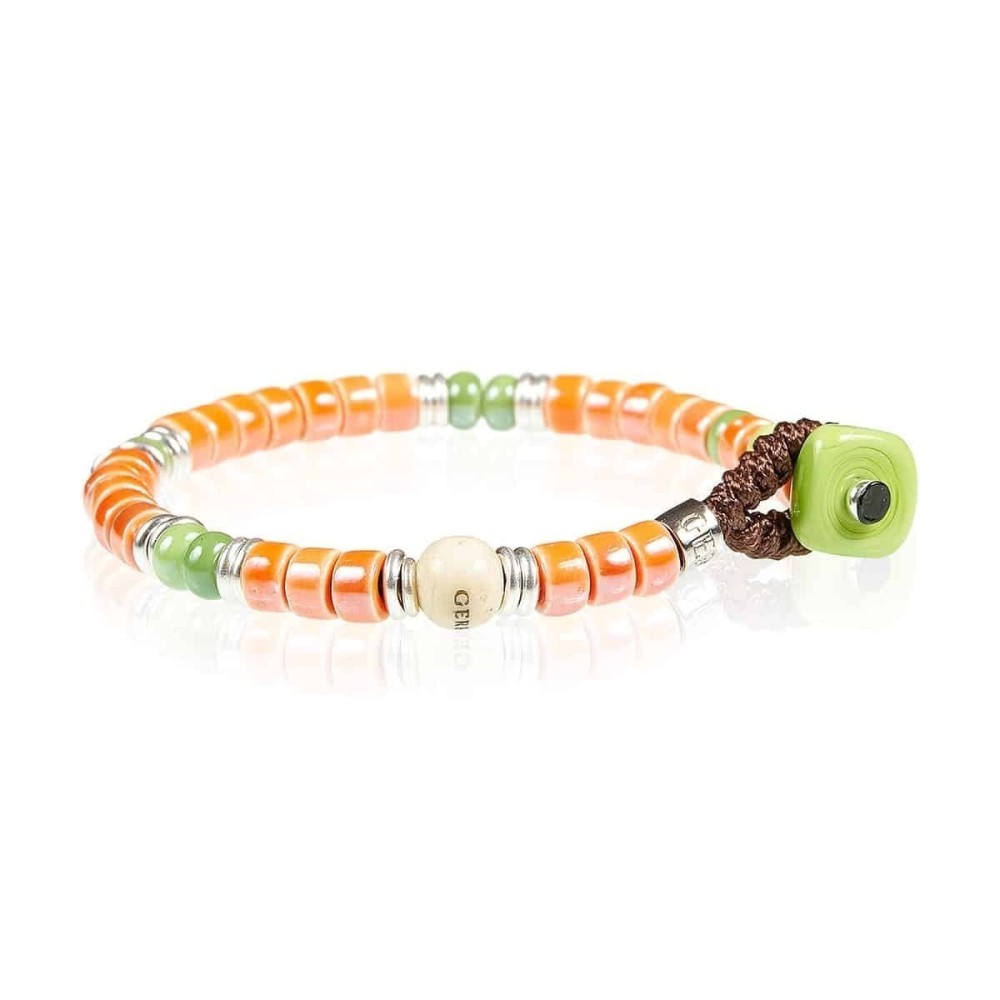 1 - Gerba LC23 men's orange ceramic bracelet with silver components