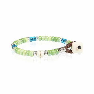 1 - Gerba Washer CW03 men's green ceramic bracelet with silver components