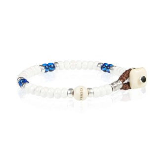 1 - Gerba Washer CW05 men's white and blue ceramic bracelet with silver components