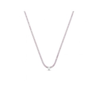 1 - White heart necklace and pink zircons Stroili Tennis 1685850 steel