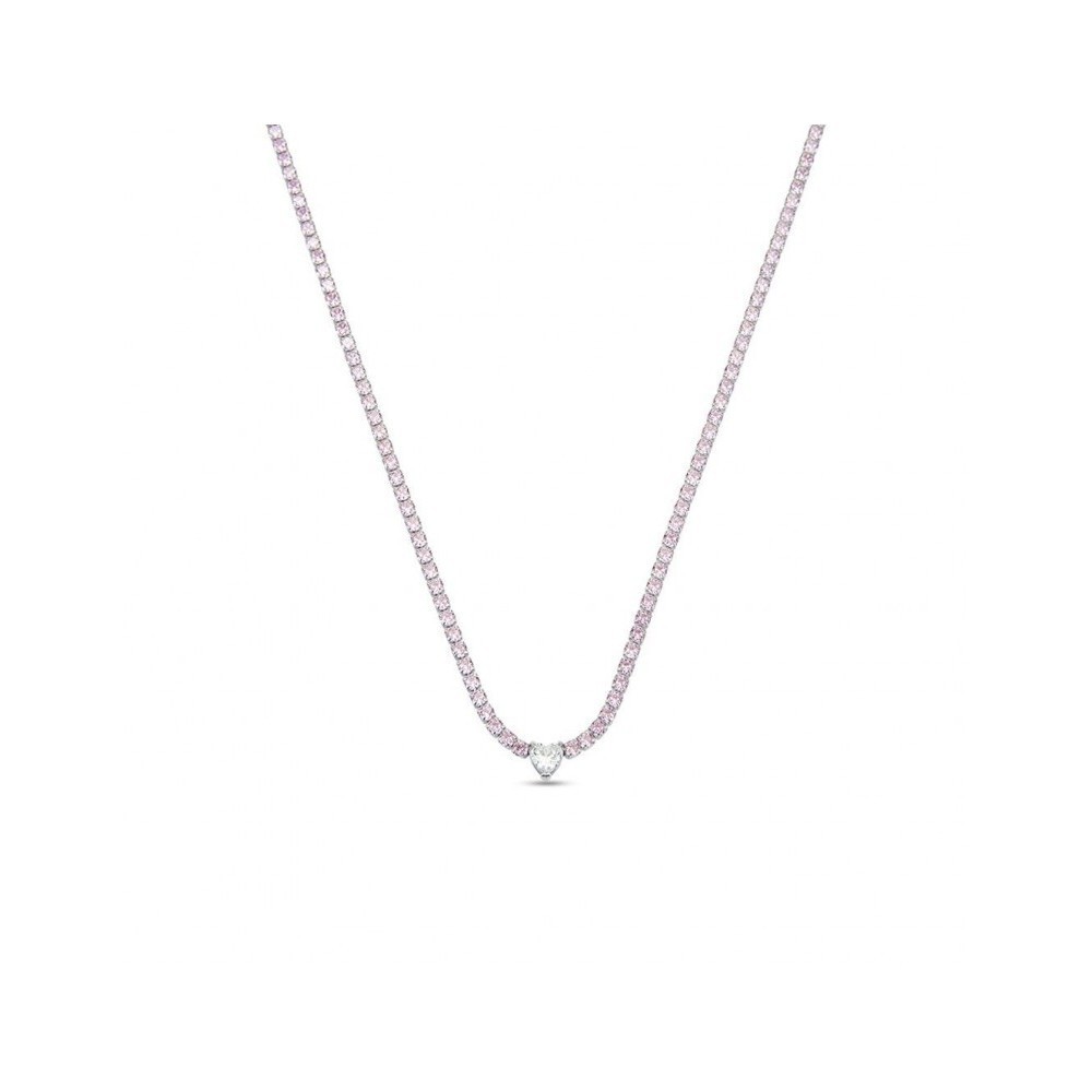 1 - White heart necklace and pink zircons Stroili Tennis 1685850 steel