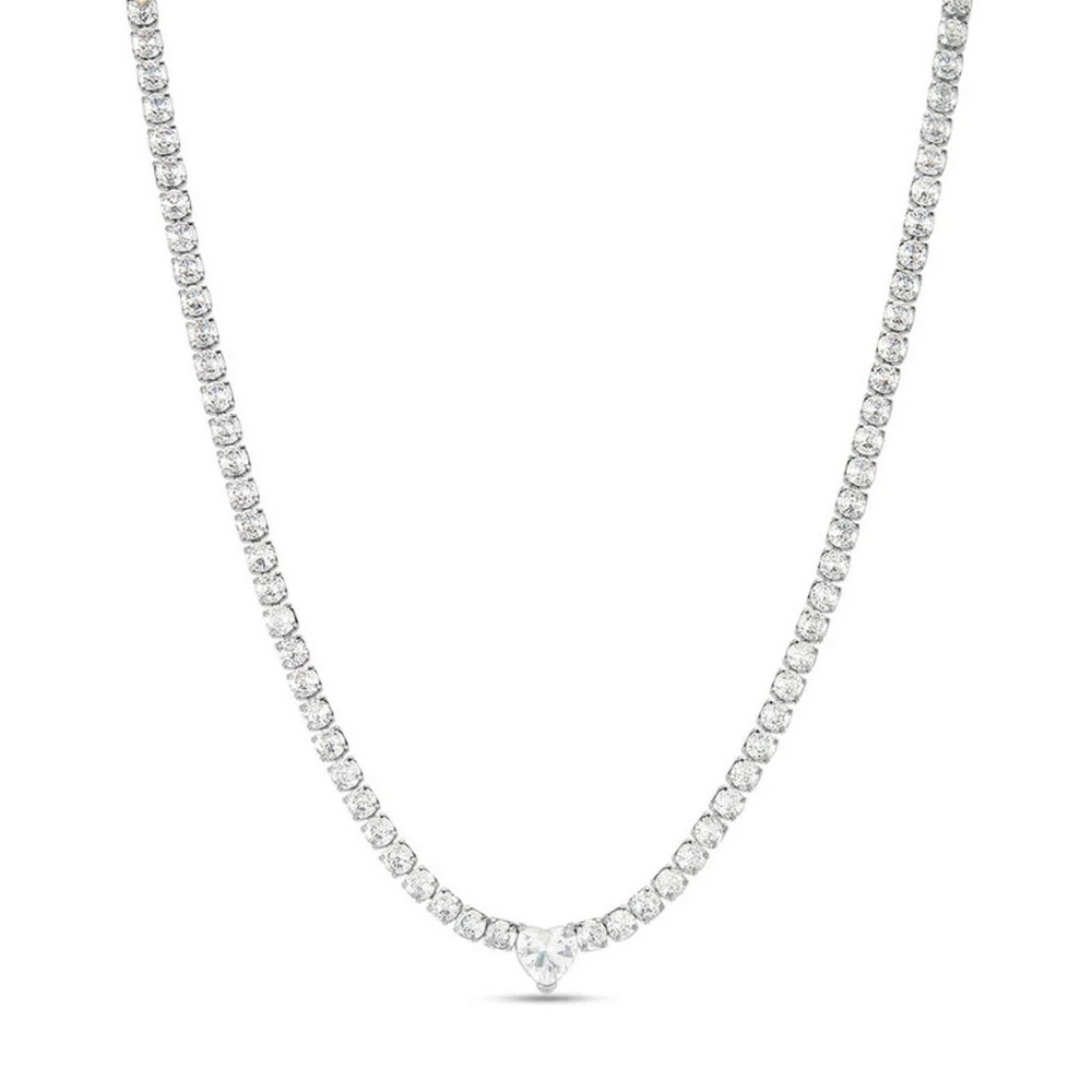 1 - White heart necklace and white zircons Stroili Tennis 1685851 steel