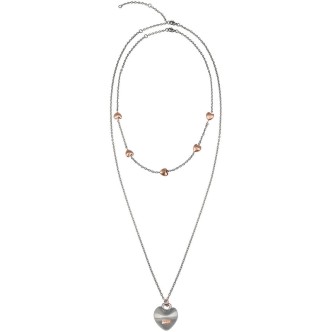 1 - Necklace Breil TJ2733 heart pendant in steel collection Kilos of Love. Necklace with double chain in steel