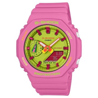 1 - Casio GMA-S pink and green digital woman watch GMA-S2100BS-4AER resin case and strap