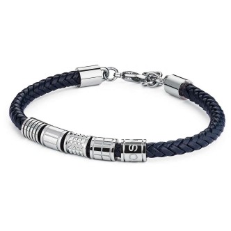 1 - Bracciale Brosway uomo BUL15 in pelle ed acciaio collezione Bullet