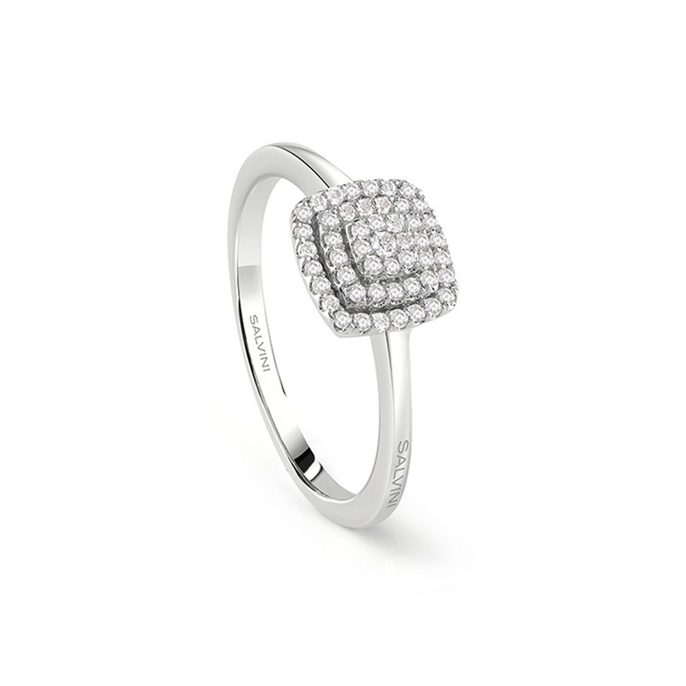 1 - Square ring for women in white gold with diamonds Salvini Bagliori 20089362 mis. 13