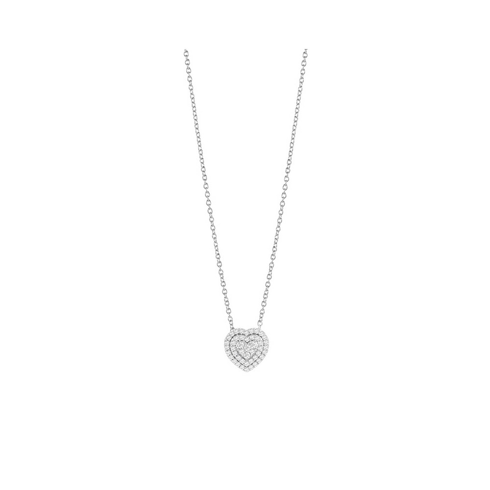 1 - White Gold woman necklace with diamonds Salvini Bagliori heart 20091619